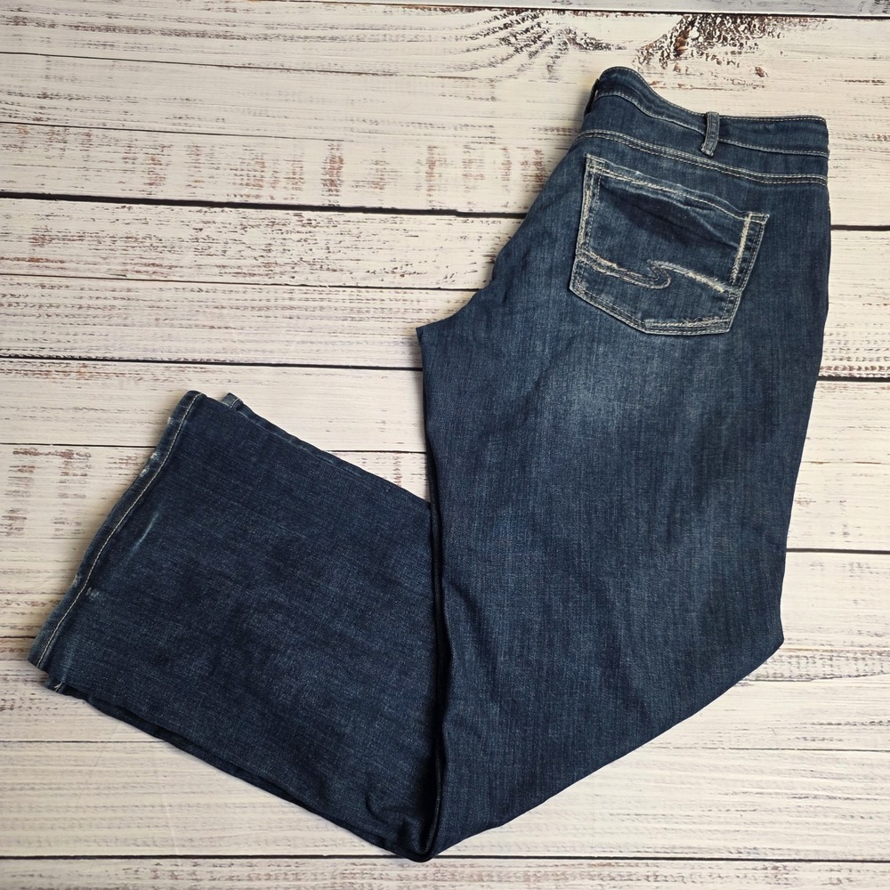 Silver Jeans Suki Womens 33x33 Mid Boot Cut Stretch Dark Wash Denim Embellished